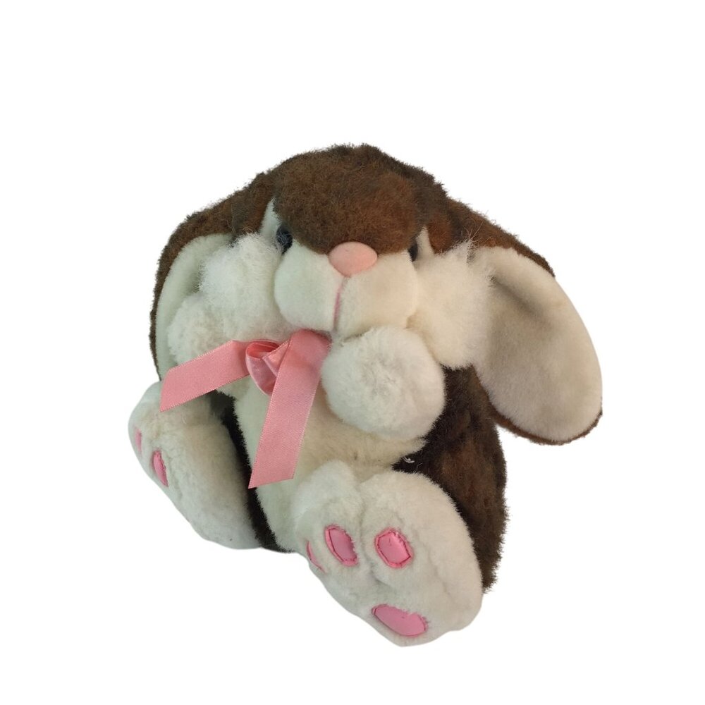MTY‎ International Brown White Easter Bunny Rabbit Plush 9" Stuffed Animal Toy